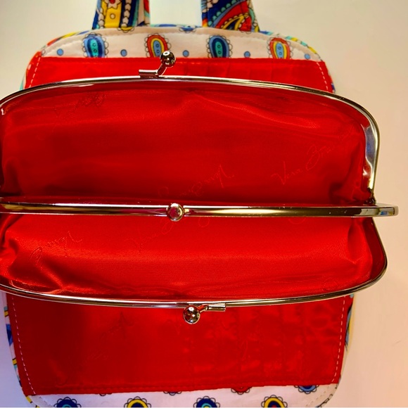 Vera Bradley Bifold Marina Blue Paisley Double Kiss Clasps Snaps Quilted Wallet - Picture 3 of 12